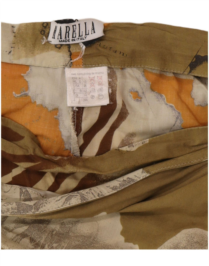 Damska spódnica kopertowa Marella UK 14 Medium W26 Khaki Patchwork Cotton
