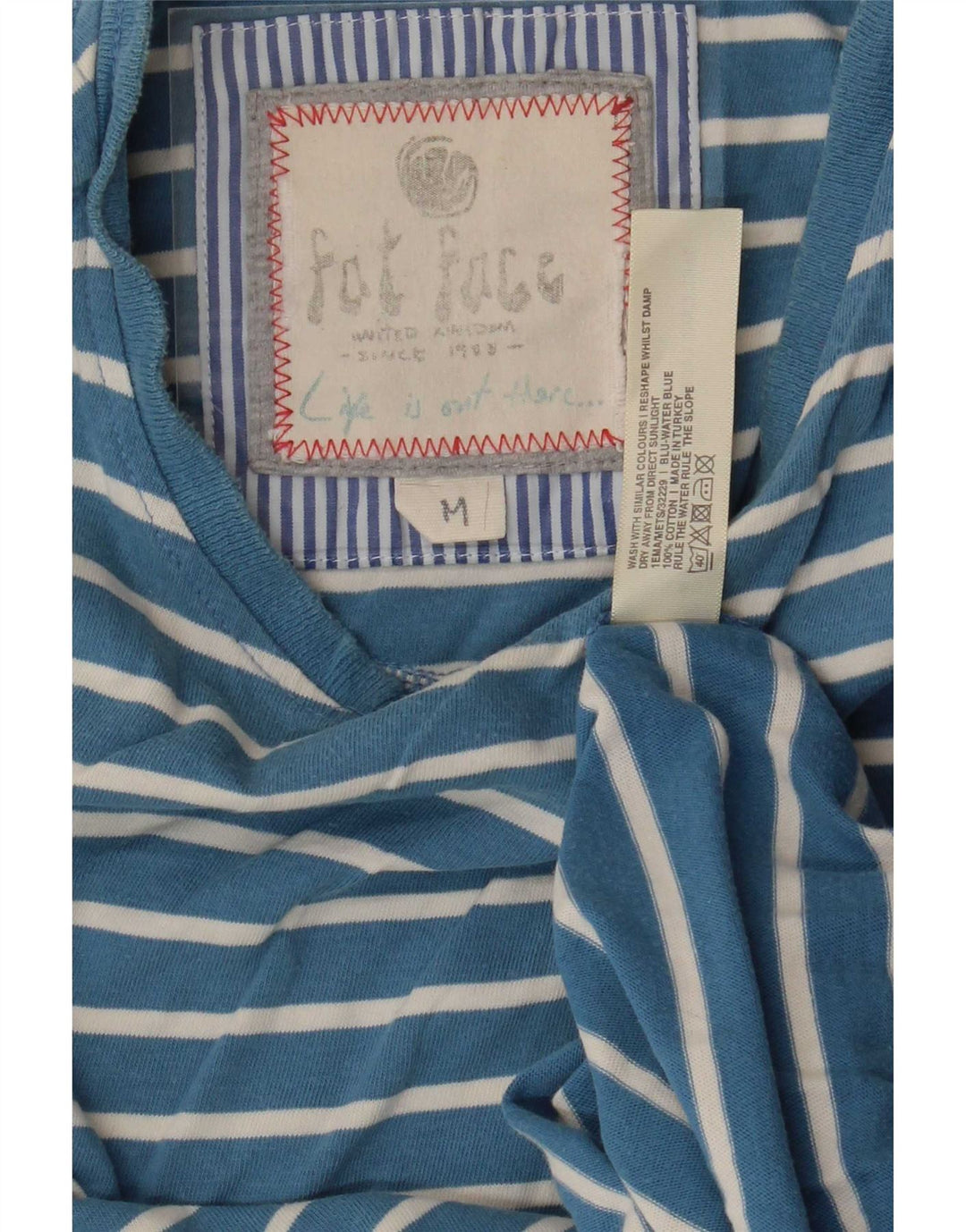 T-shirt męski Fat Face, bawełniany, w średnie niebieskie paski
