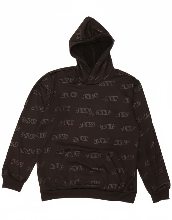 ADIDAS Mens Graphic Hoodie Jumper Large Black Polyester