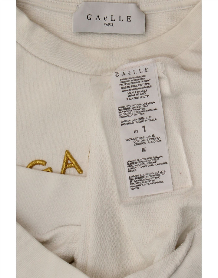 Damska bluza oversize Gaelle z grafiką, UK 10, mała, biała, bawełniana