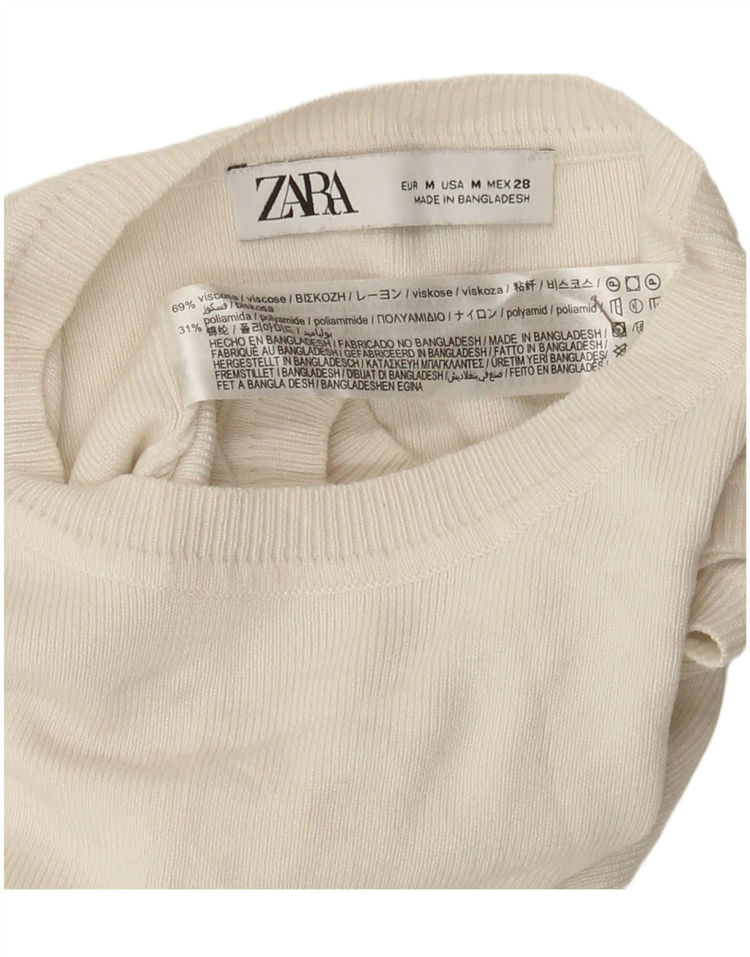Damski krótki top Zara UK 12 Średniobiała wiskoza