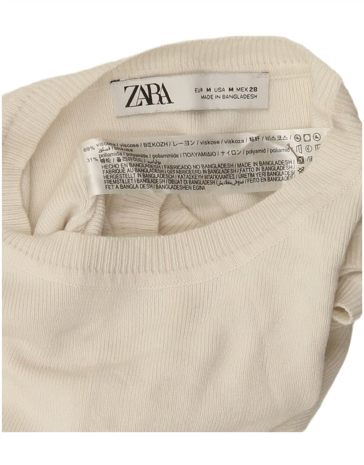 Damski krótki top Zara UK 12 Średniobiała wiskoza
