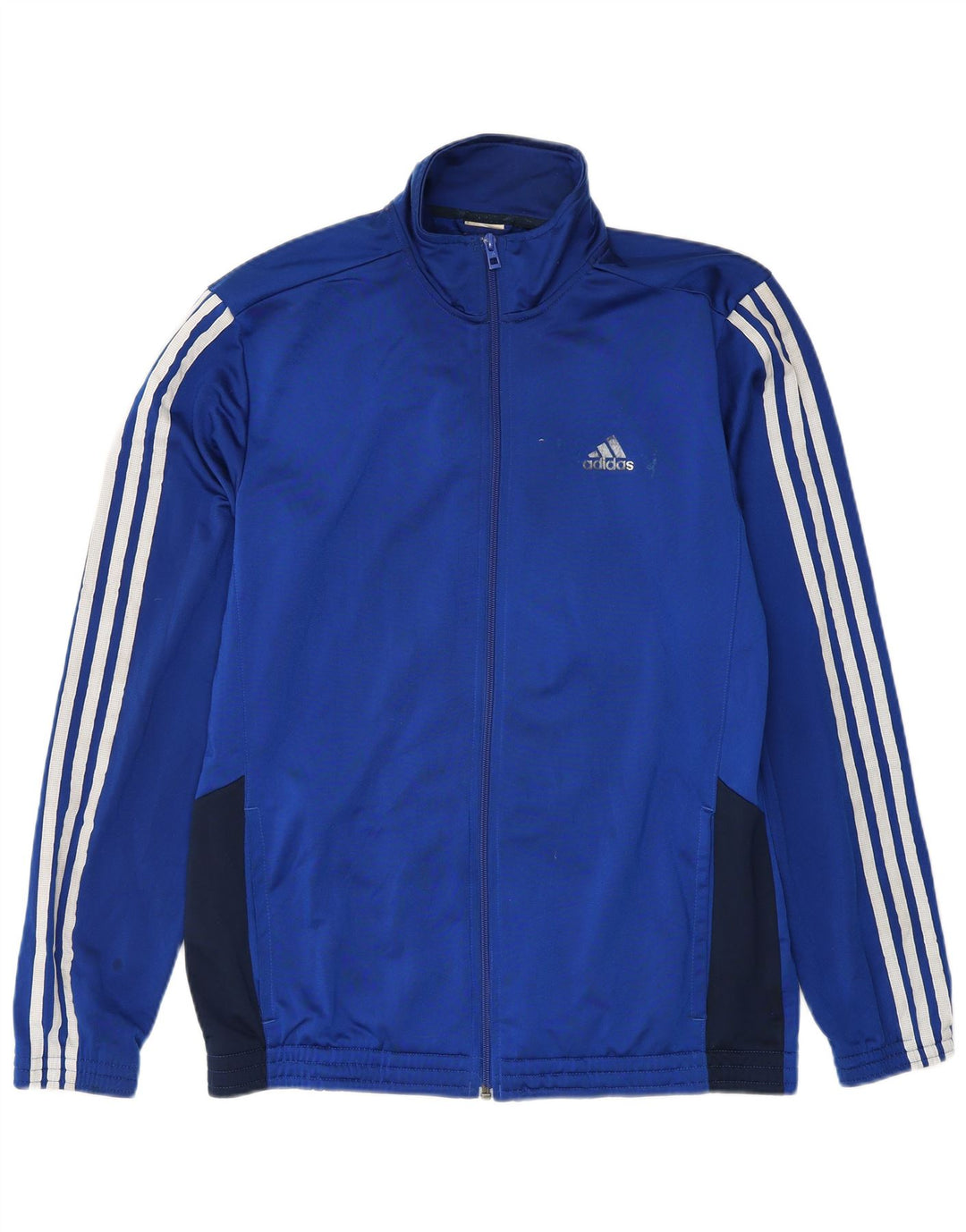 Adidas Męska bluza dresowa UK 40/42 Średni niebieski poliester z blokami kolorów