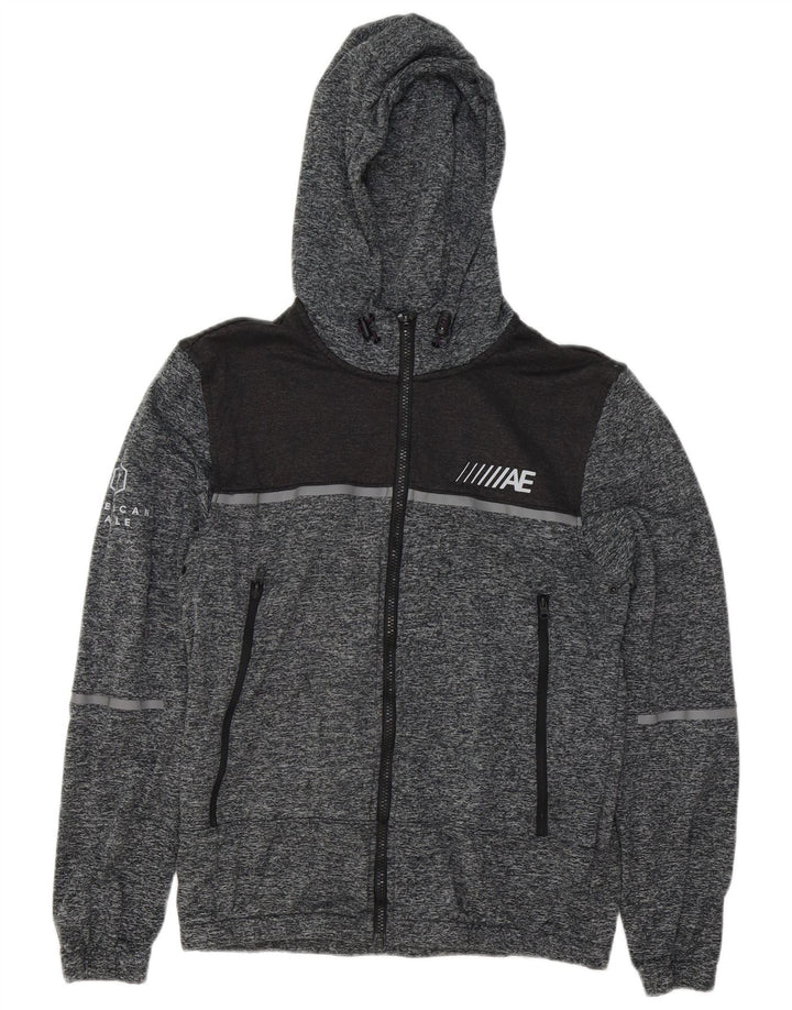 Męski sweter z kapturem i zamkiem błyskawicznym AMERICAN EAGLE, mały, szary, nakrapiany