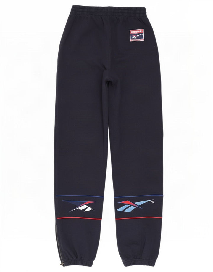 Męskie spodnie dresowe Reebok z grafiką, małe, granatowe, poliestrowe