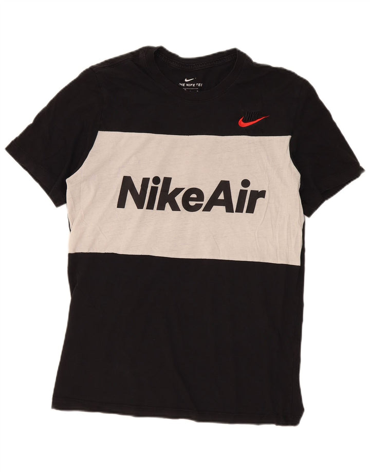 Męska koszulka z grafiką Nike, bawełniana średnia czarna, z blokami kolorów