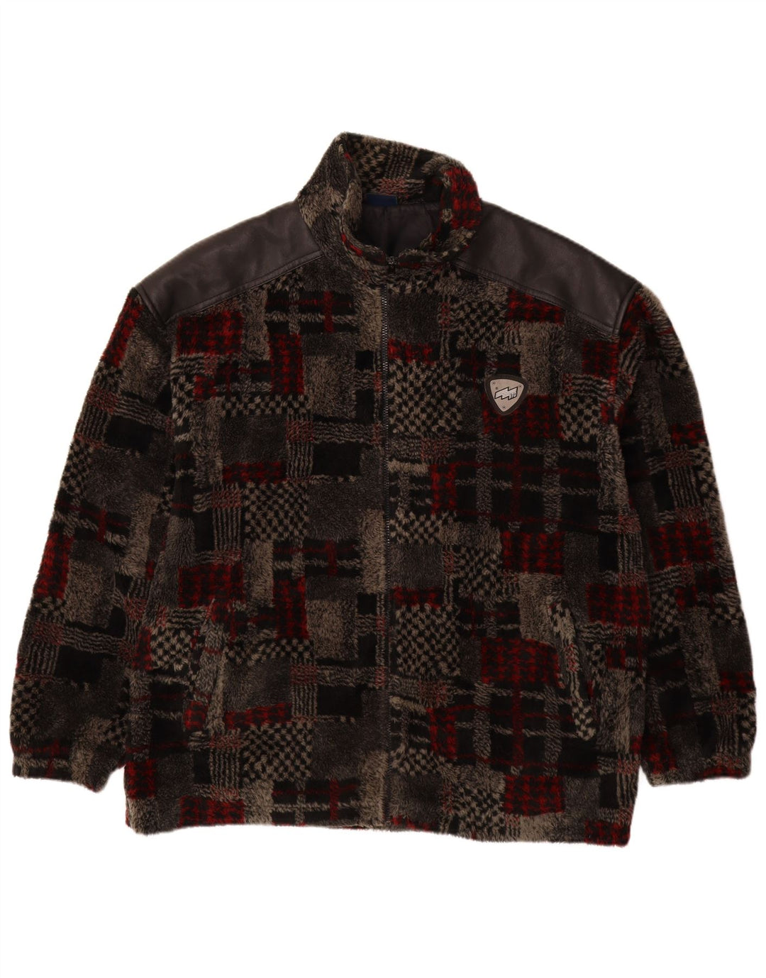 Męska kurtka polarowa VINTAGE UK 44 2XL Szara patchworkowa