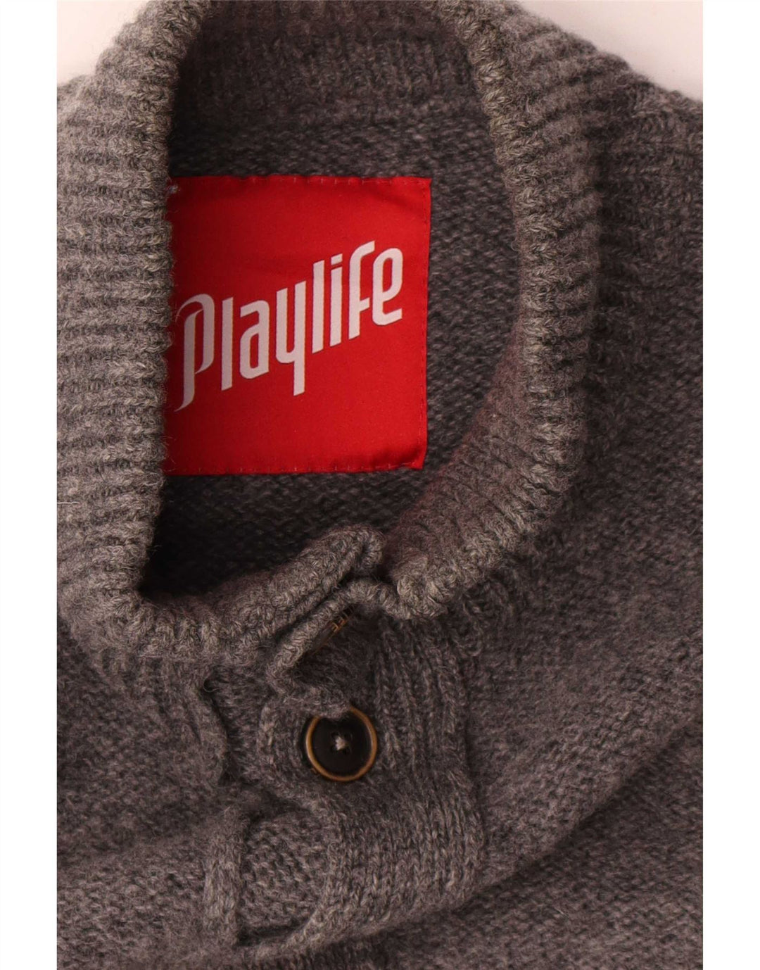 Playlife Męski sweter rozpinany XL Szara wełna