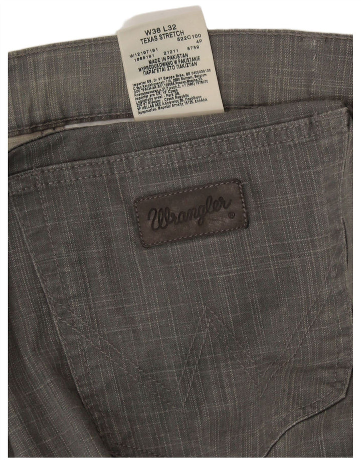 Męskie spodnie codzienne WRANGLER Texas Stretch Straight W38 L32 w szarą kratkę