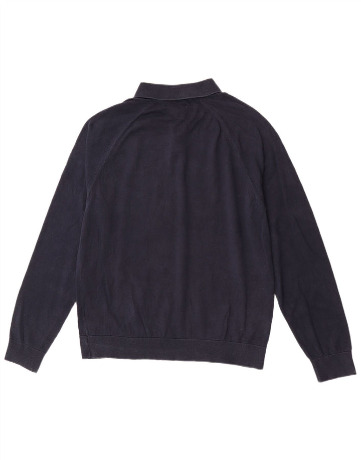 Marks & Spencer Męski sweter polo, średni, granatowy, bawełniany