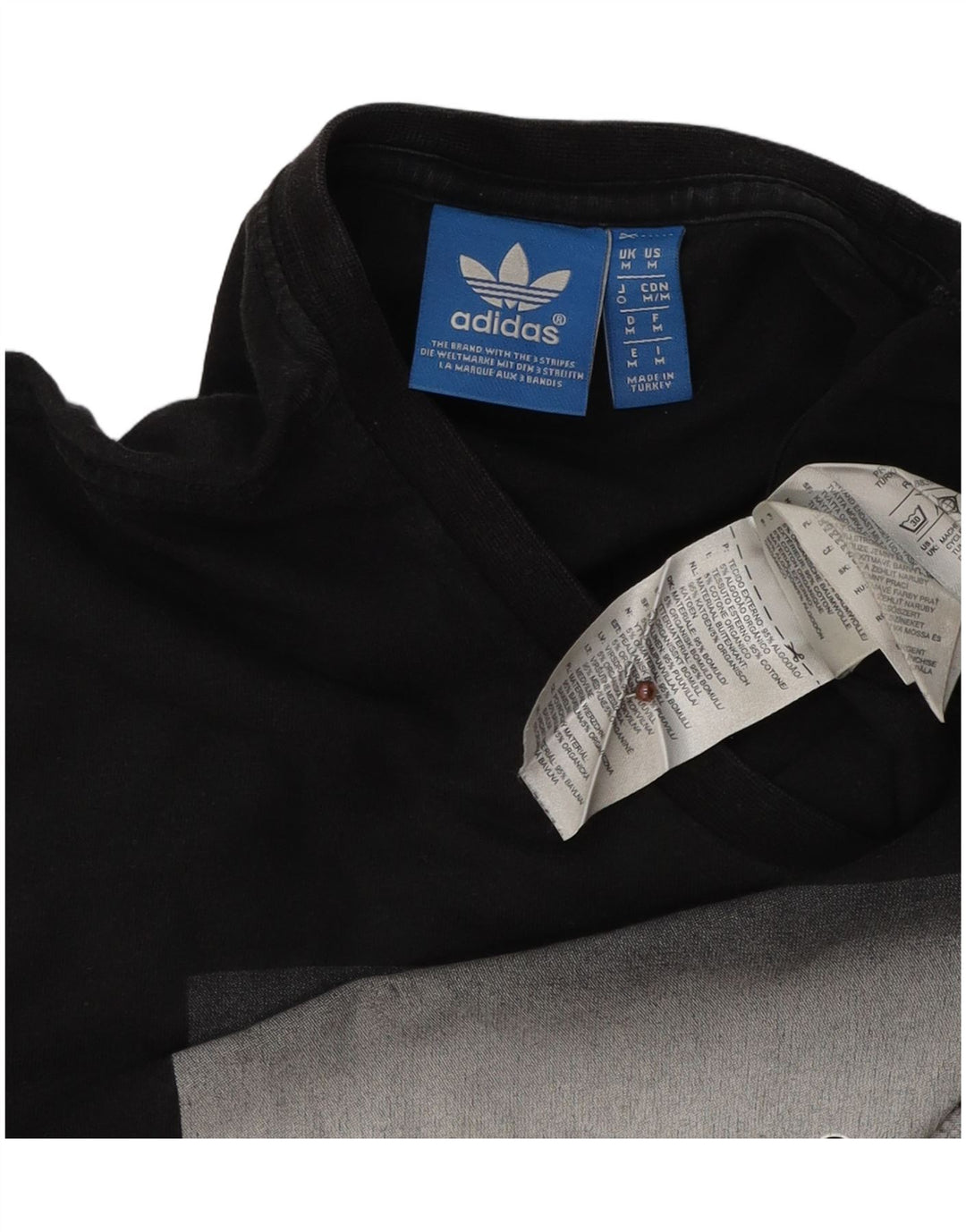 ADIDAS Mens Graphic T-Shirt Top Medium Black Cotton