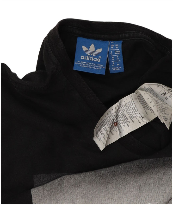 ADIDAS Mens Graphic T-Shirt Top Medium Black Cotton