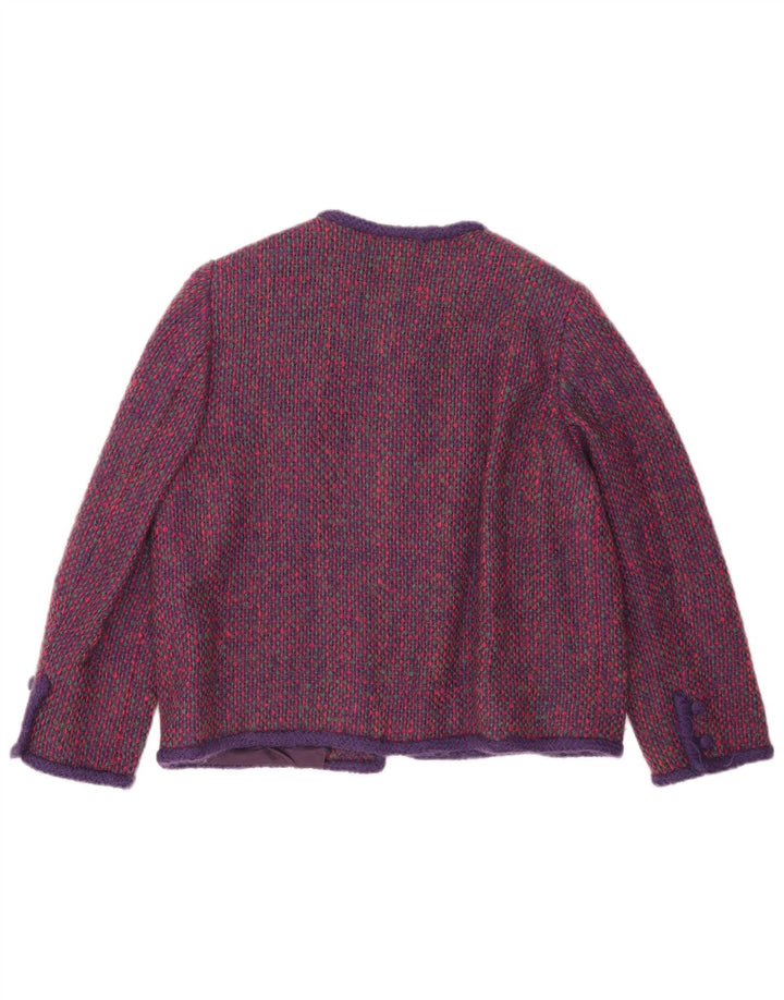 Vintage damska marynarka UK 18 XL, wełniana fioletowa kratka