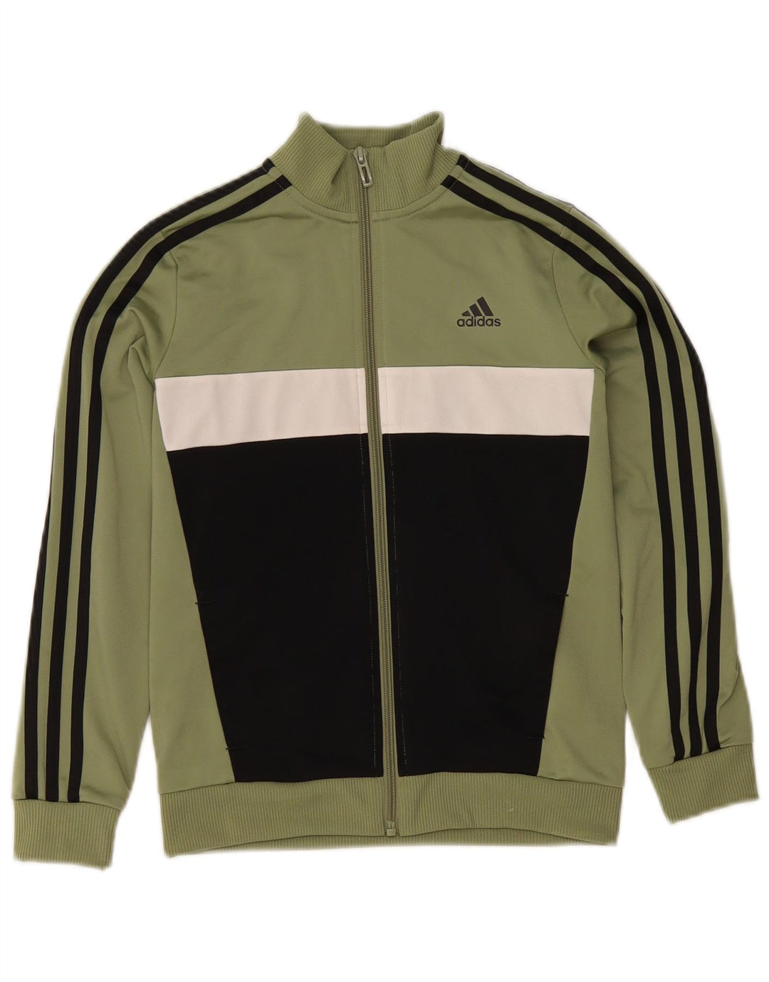 Chłopięca kurtka dresowa Adidas 9-10 lat Khaki, poliester z blokami kolorów