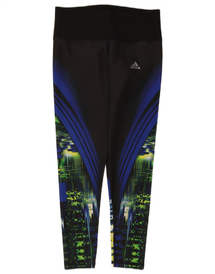 Legginsy Adidas Damskie Climalite Abstrakcyjny Wzór UK 8/10 Małe Czarne