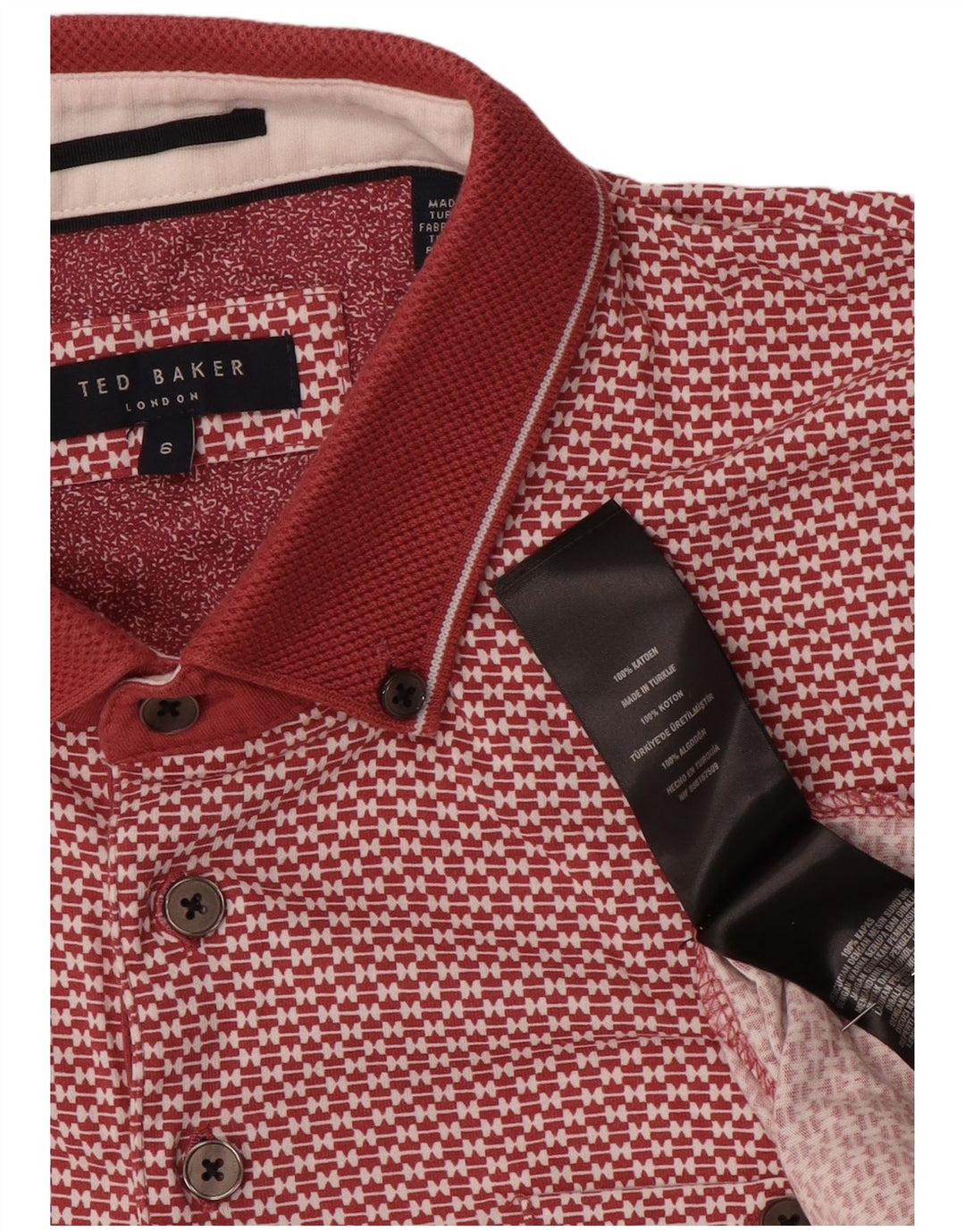 Męska koszulka polo Ted Baker w abstrakcyjny wzór, rozmiar 6 2XL, czerwona, bawełniana