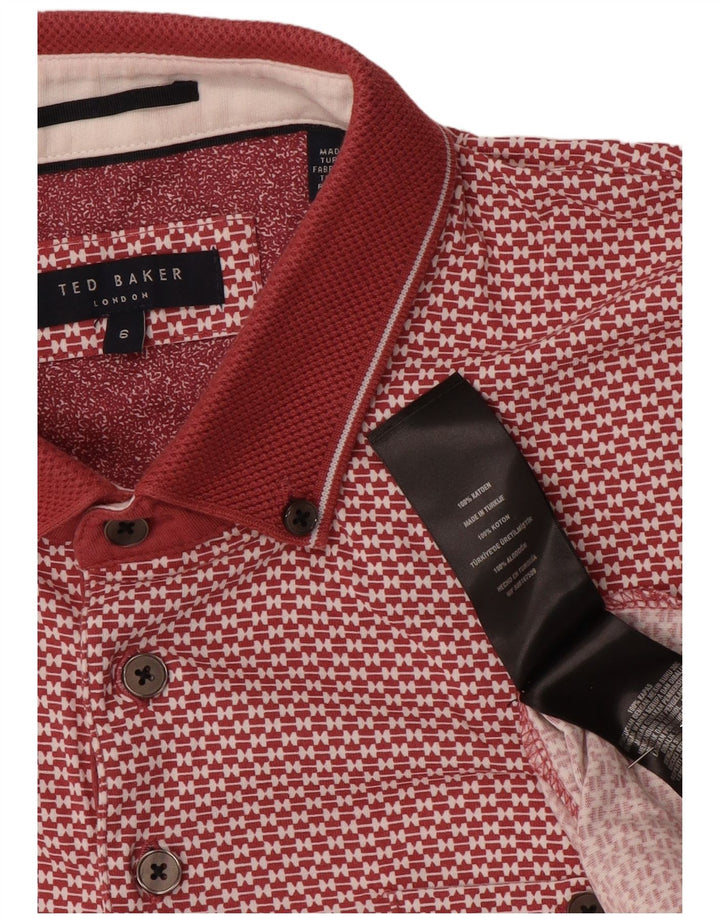Męska koszulka polo Ted Baker w abstrakcyjny wzór, rozmiar 6 2XL, czerwona, bawełniana