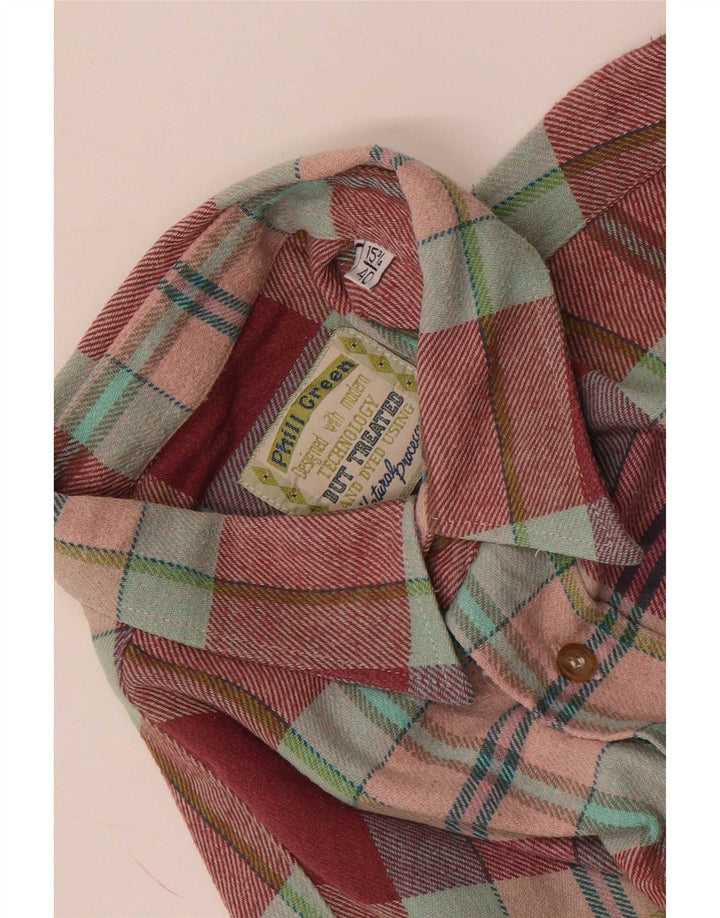Męska koszula flanelowa w stylu vintage, rozmiar 40 15 3/4, średnia czerwona kratka