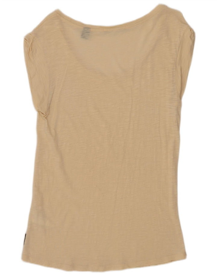 T-shirt damski Maison Scotch, rozmiar 1, mały, beżowy, bawełniany