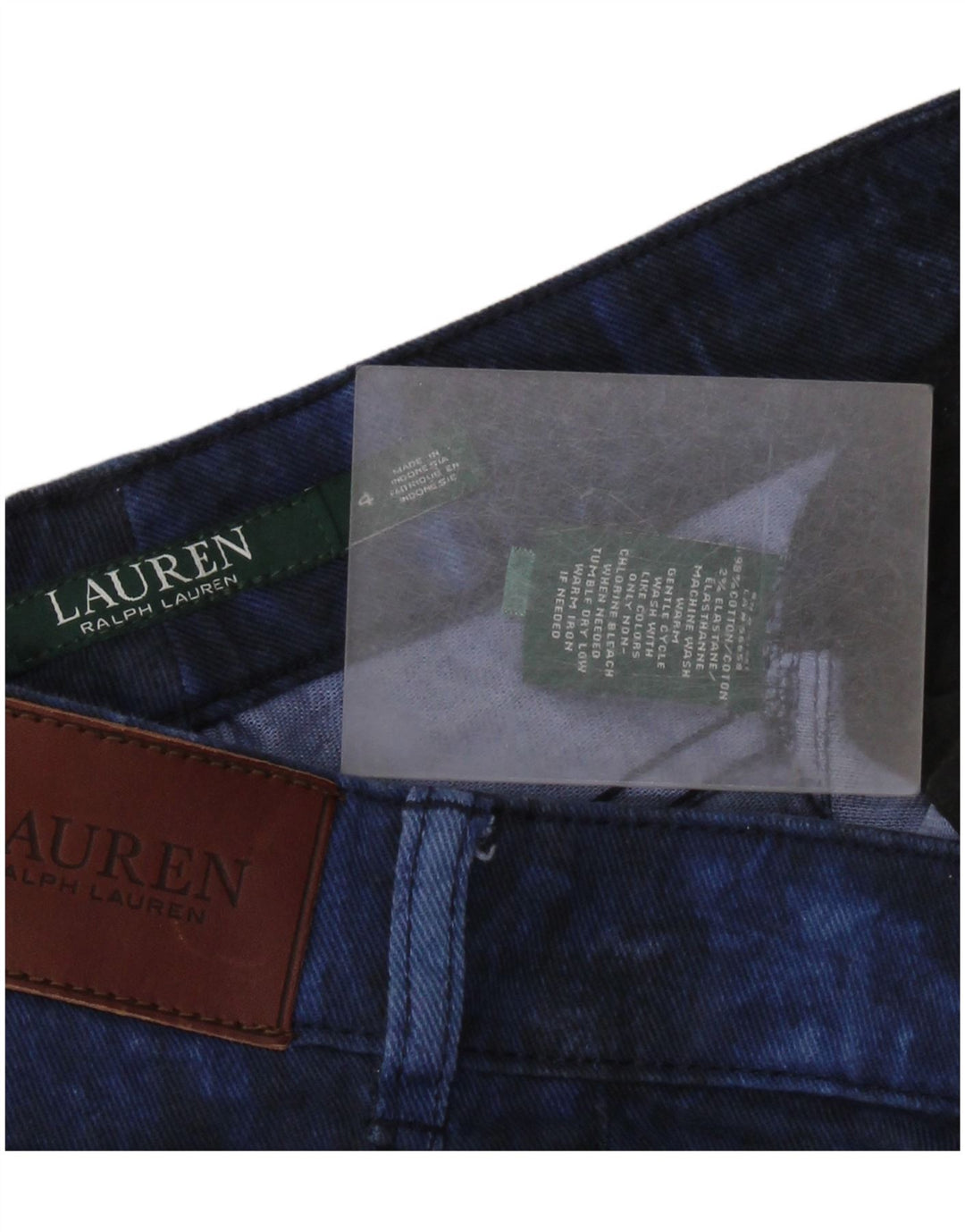 RALPH LAUREN Damskie jeansy slim US 4 Small W30 L26 Granatowe, bawełniane, tie-dye