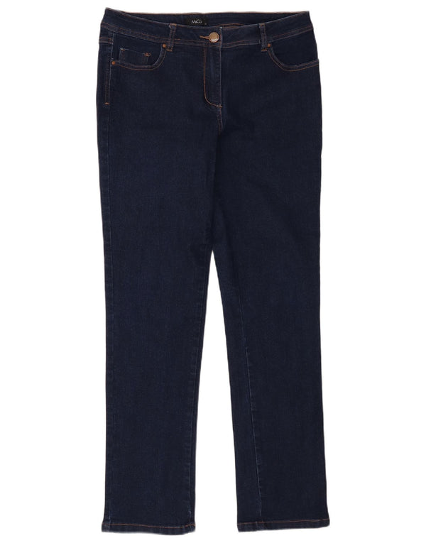 Damskie jeansy slim M&Co UK 12 Medium W32 L31 Granatowa bawełna