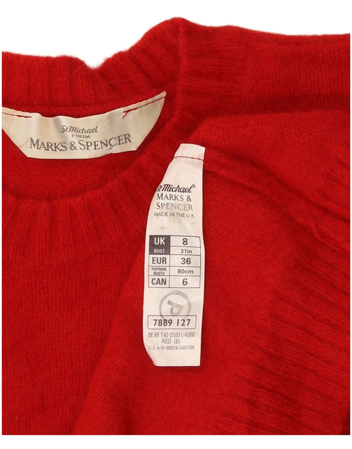 Marks & Spencer Damski sweter z okrągłym dekoltem, UK 8, mały, czerwony