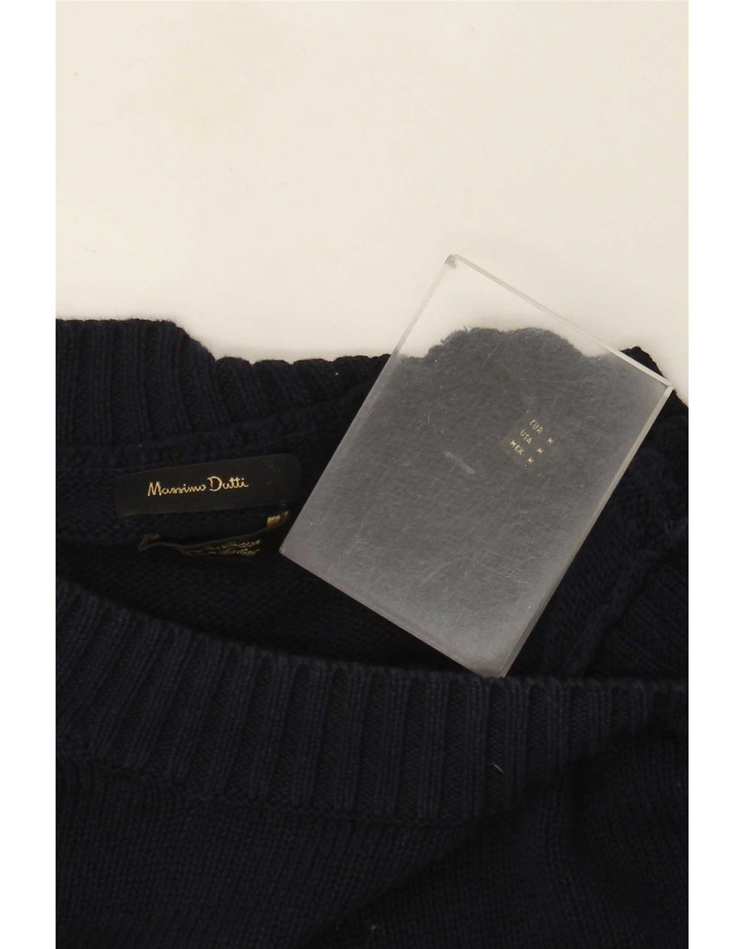 Męski sweter z okrągłym dekoltem Massimo Dutti, średni granatowy