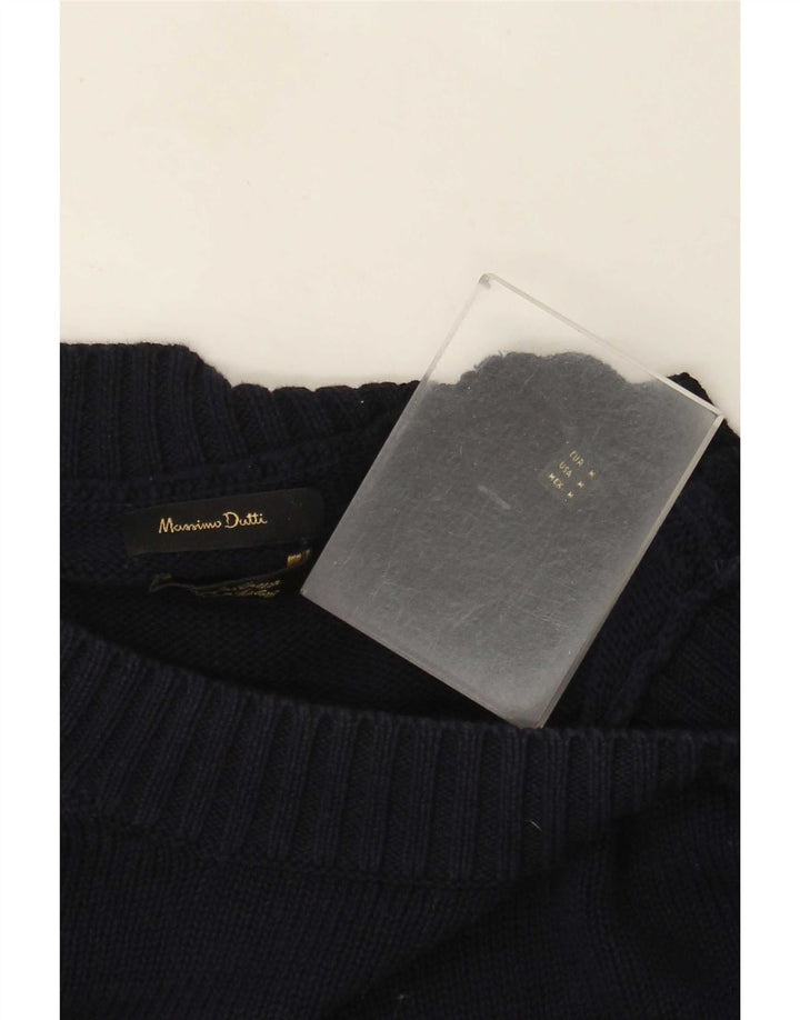 Męski sweter z okrągłym dekoltem Massimo Dutti, średni granatowy