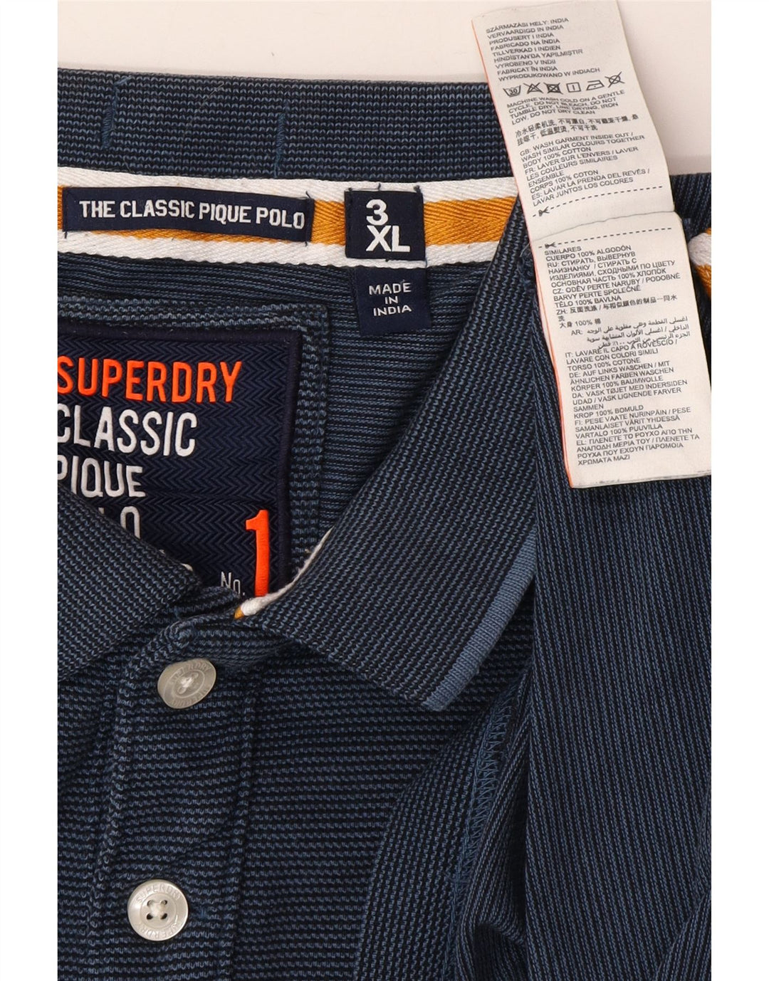 SUPERDRY Męska klasyczna koszulka polo z grafiką 3XL w kolorze granatowym w prążki