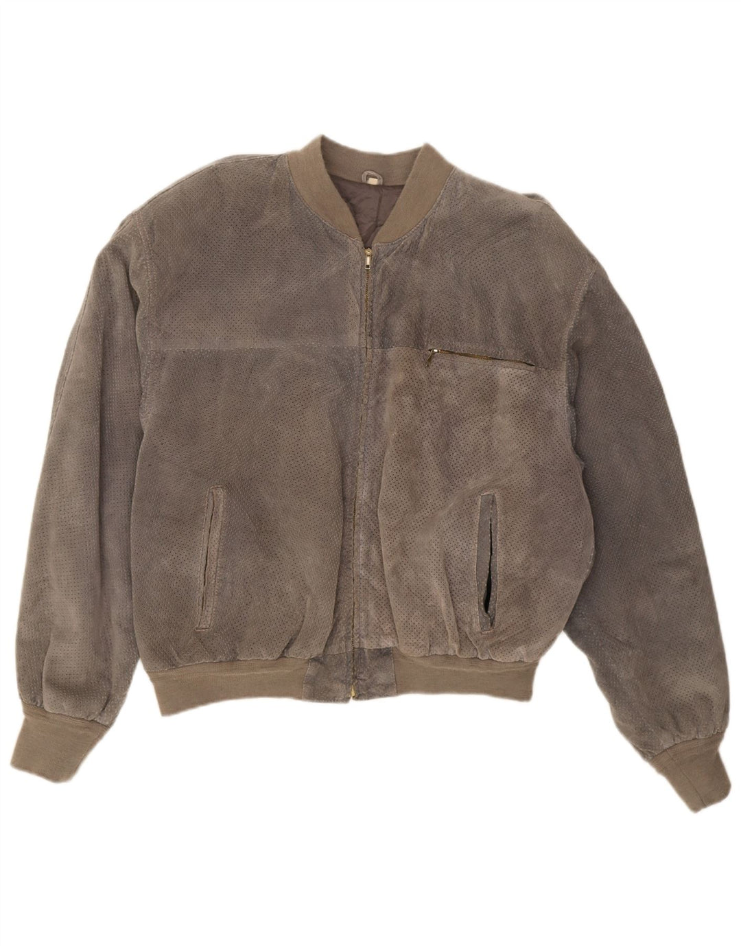Męska zamszowa kurtka bomber w stylu vintage IT 52 XL, szara