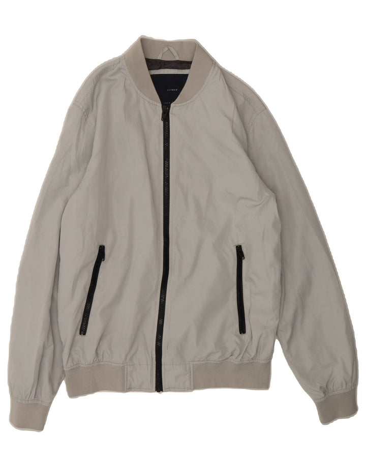 VINTAGE Mens Bomber Jacket UK 38 Medium Grey Vintage Vintage and Second-Hand Vintage from Messina Hembry 