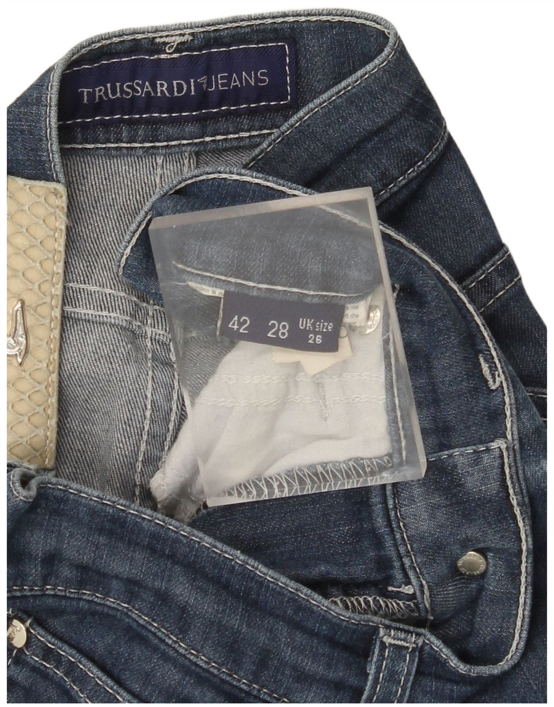 Damskie proste dżinsy TRUSSARDI W26 L30 Niebieskie bawełniane