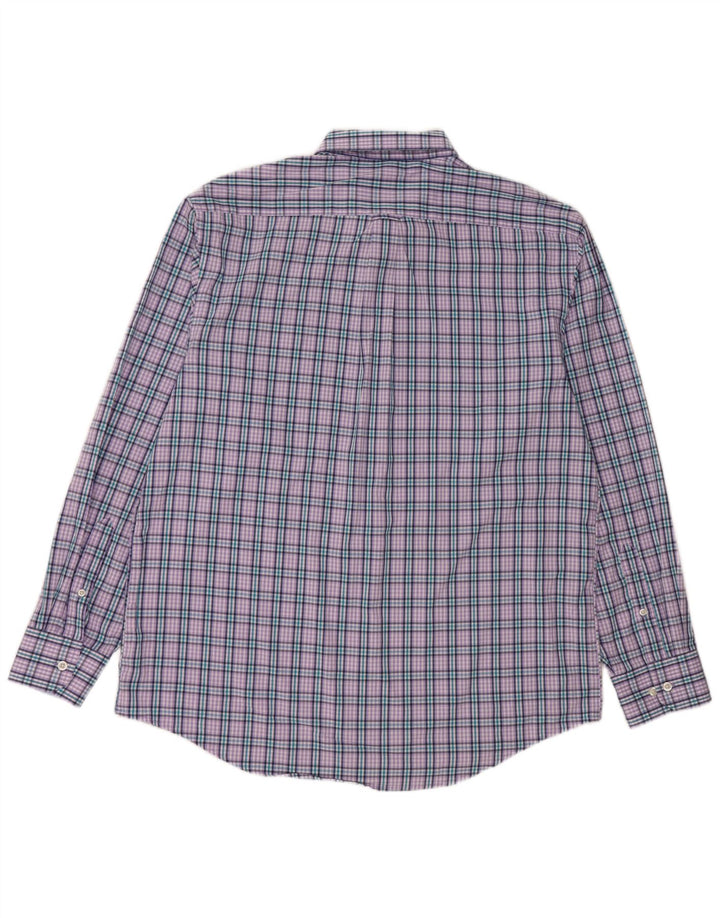 IZOD Męska koszula flanelowa, bawełniana, w dużą fioletową kratkę