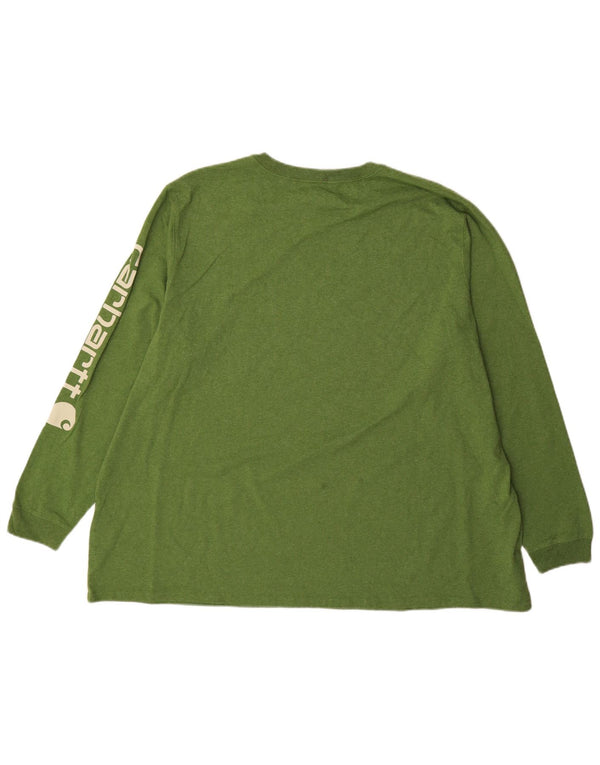Damski top Carhartt o luźnym kroju z grafiką, długim rękawem, UK 24/26 3XL, zielona bawełna