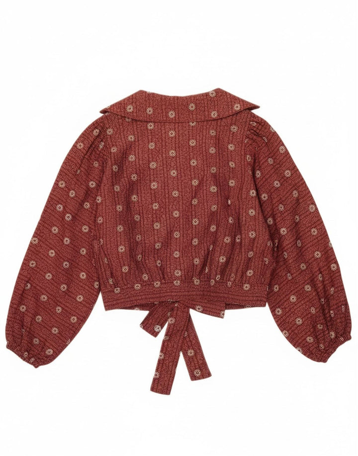 Damska bluzka Krizia z wiązaniem z przodu IT 46, duża, bordowa w kropki