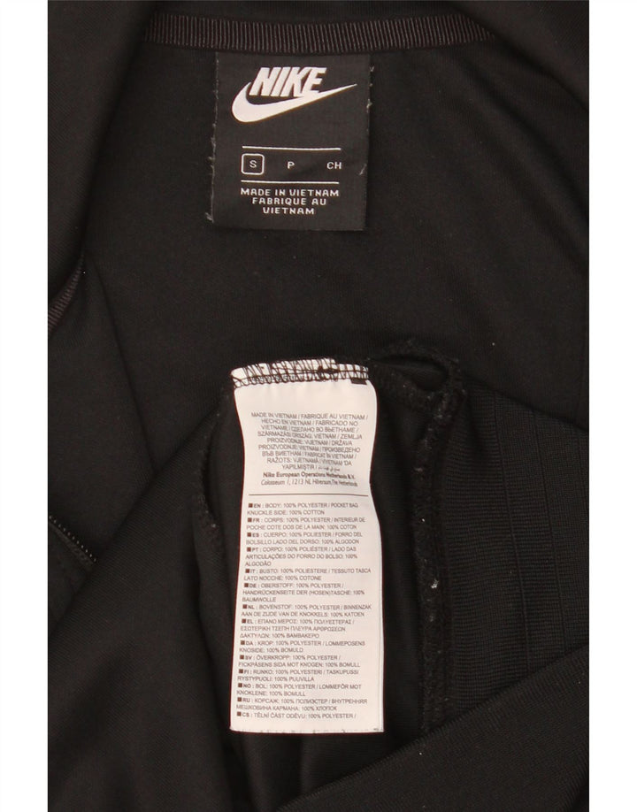 Męska kurtka dresowa NIKE z grafiką, mała, czarna, z poliestru w blokach kolorów