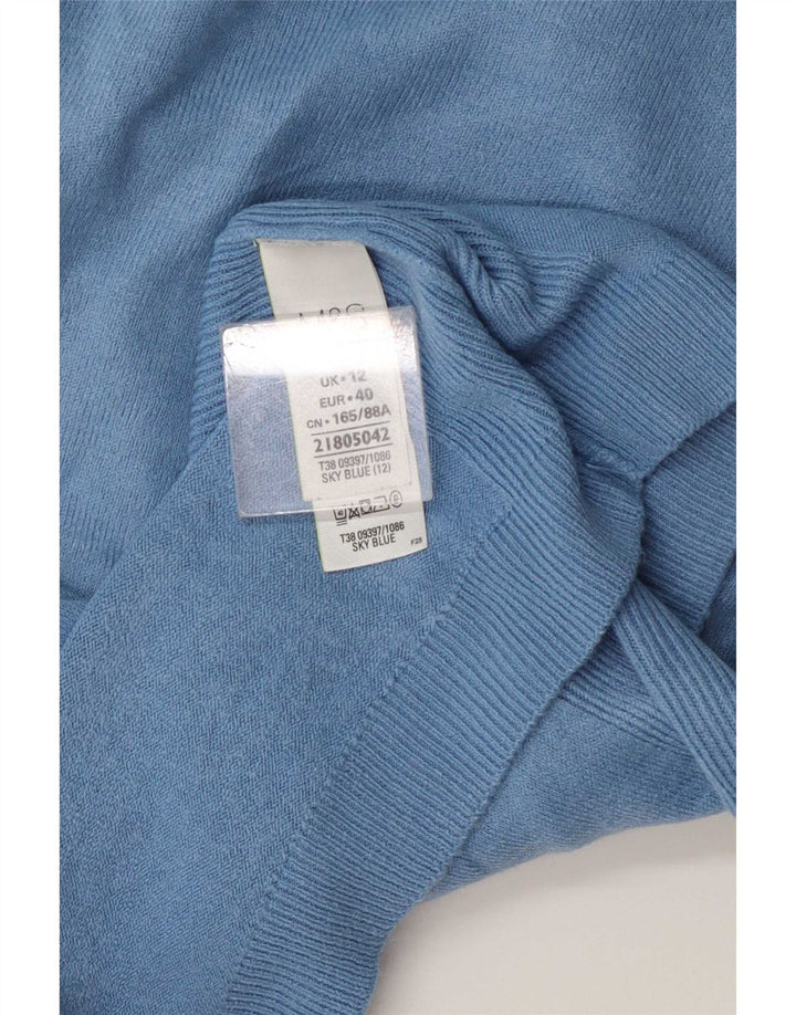 Marks & Spencer Damski sweter z dekoltem w łódkę UK 12 Średni niebieski akryl