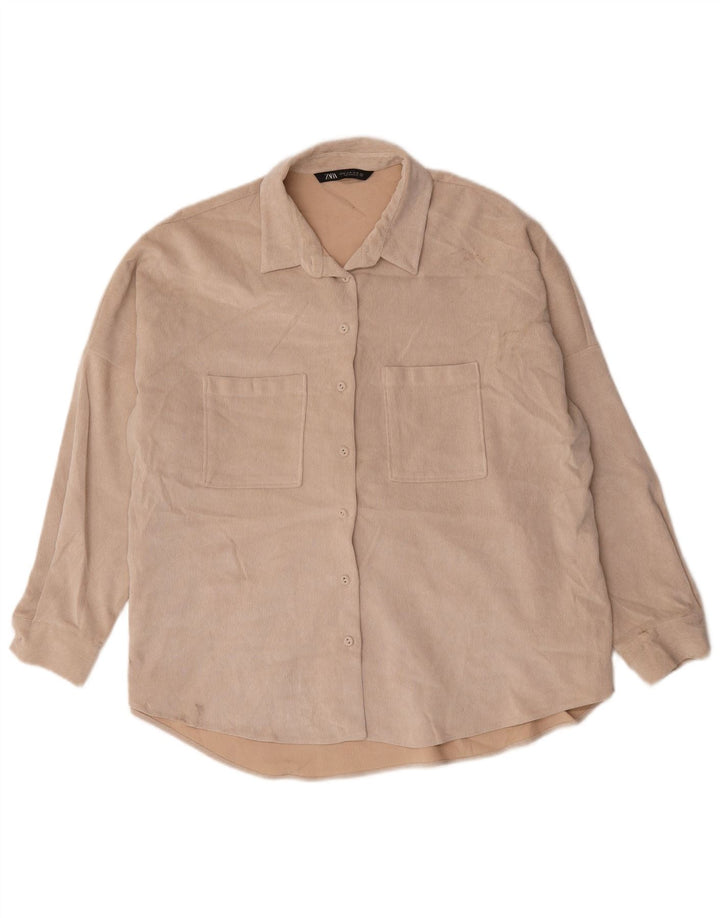 Damska koszula oversize Zara UK 18 XL, beżowa, poliester