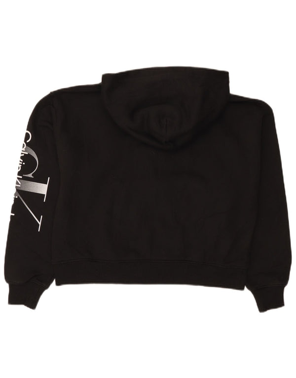 CALVIN KLEIN JEANS Womens Oversized Hoodie Jumper UK 10 Small Black