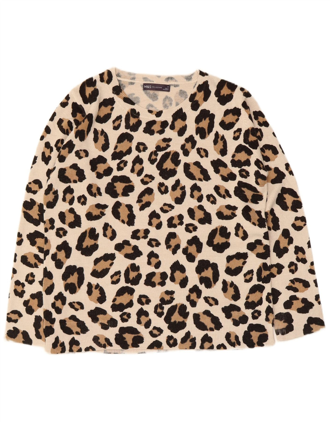 Marks & Spencer Damski sweter z dekoltem w łódkę, UK 14, średni beż
