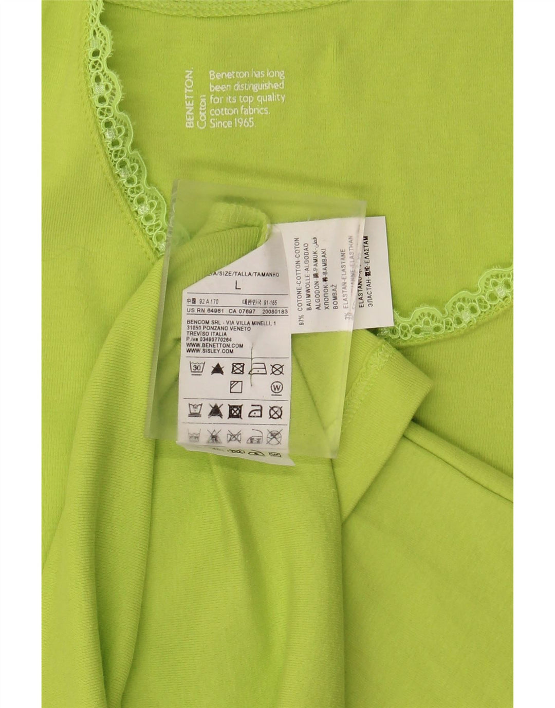 Top damski BENETTON UK 14, duży, zielony, bawełniany