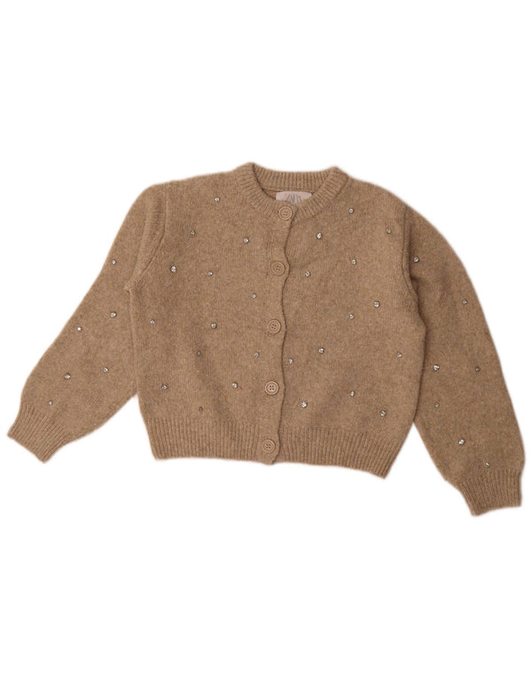 Sweter dziewczęcy Zara Crop Cardigan 9-10 lat beżowy poliester