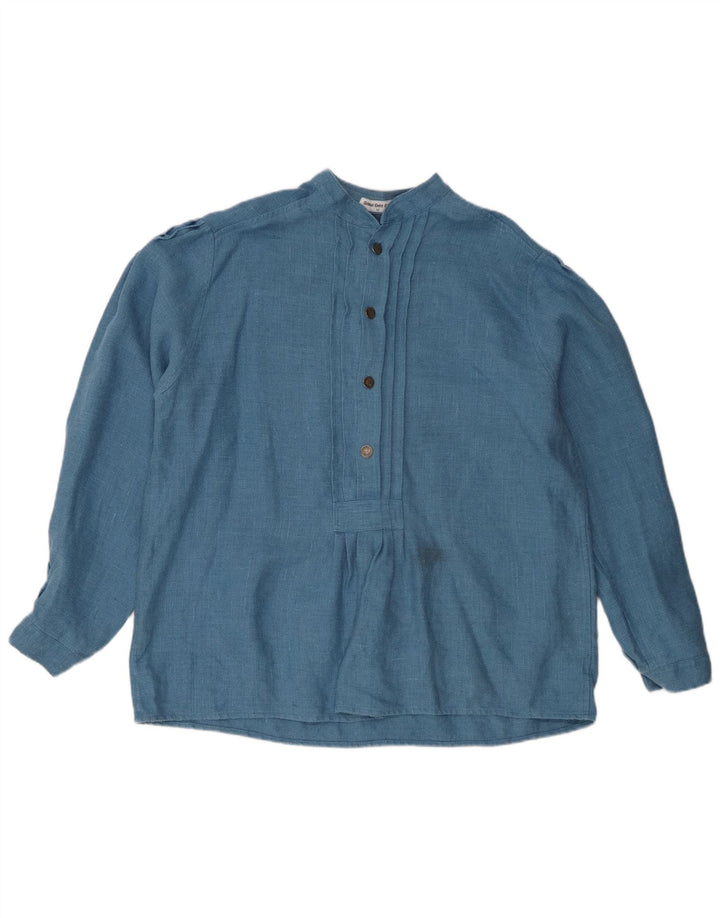 Vintage damska bluzka oversize z długim rękawem Top EU 42, duża niebieska pościel
