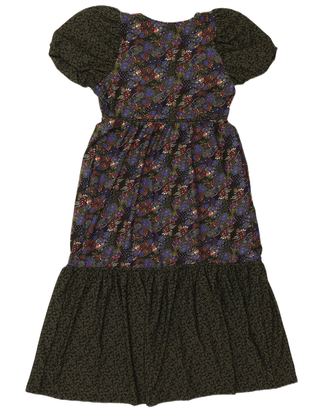 NEXT Womens Maxi Empire Dress UK 12 Medium Green Floral Polyester