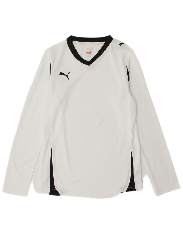 PUMA Womens Top Long Sleeve UK 10 Small White Colourblock