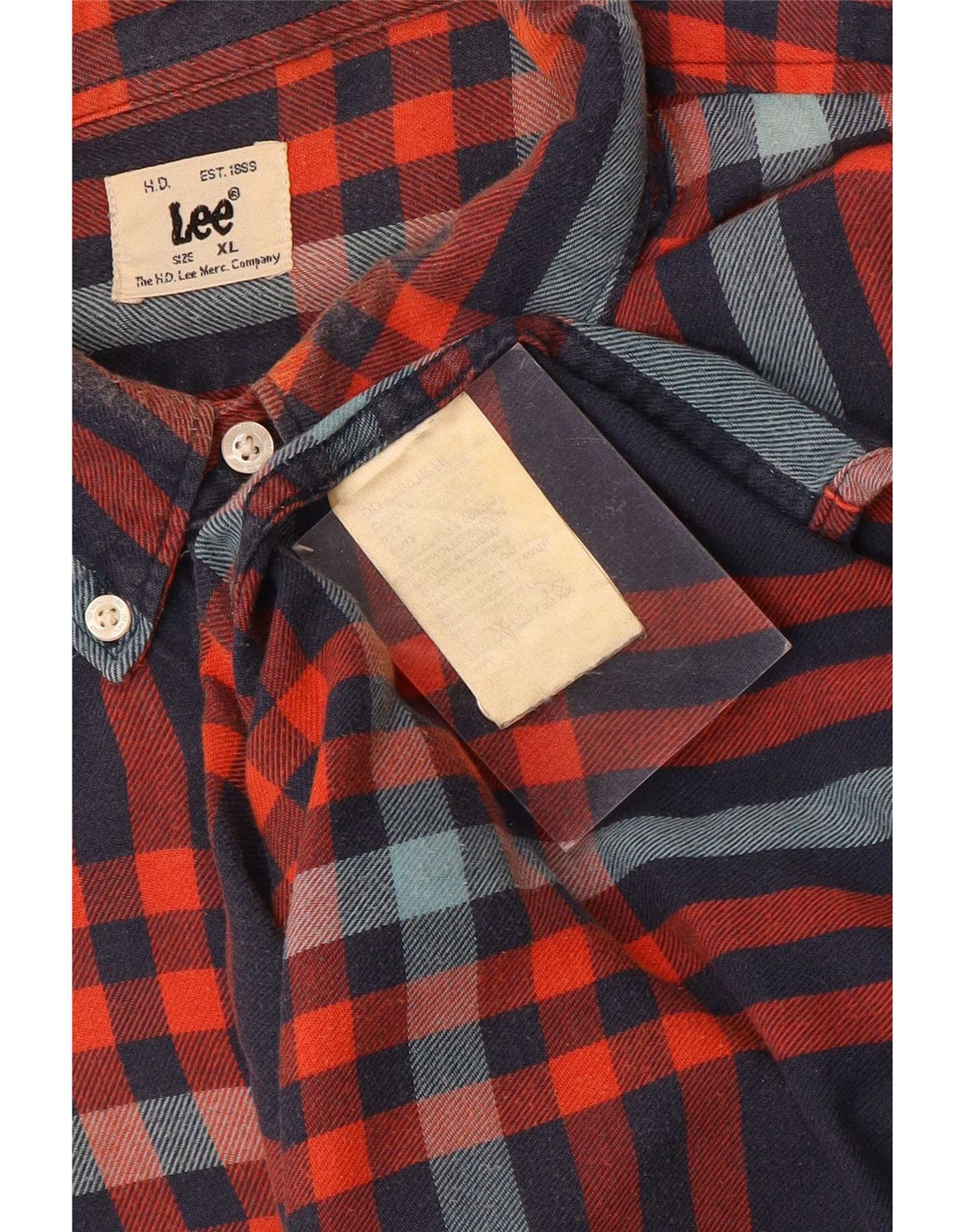 Męska koszula flanelowa Lee XL w niebieską kratkę, bawełniana