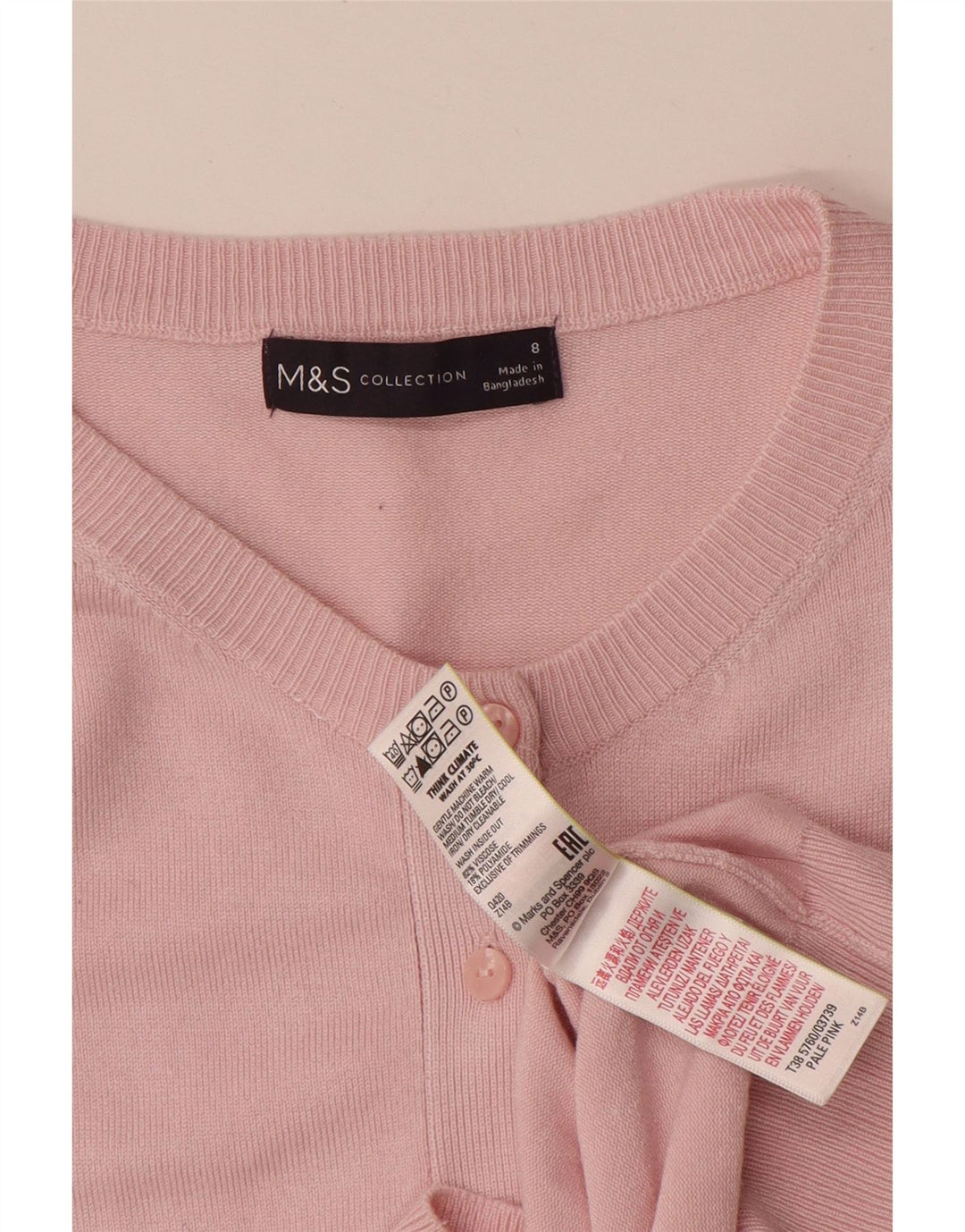 MARKS & SPENCER Damski sweter kardigan UK 8 Small Pink Wiskoza