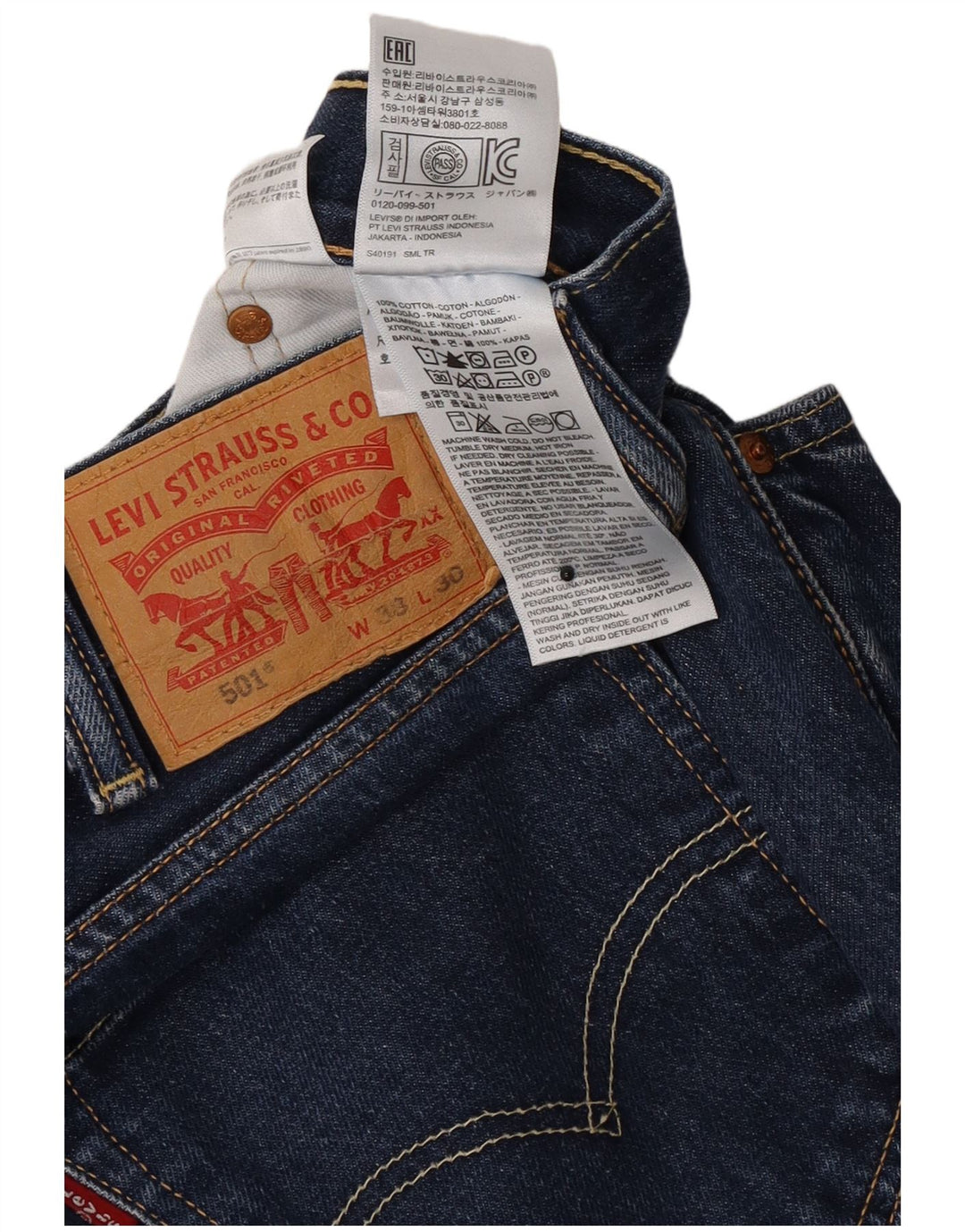 Męskie jeansy Levi's 501 o regularnym kroju W38 L30 Niebieska bawełna