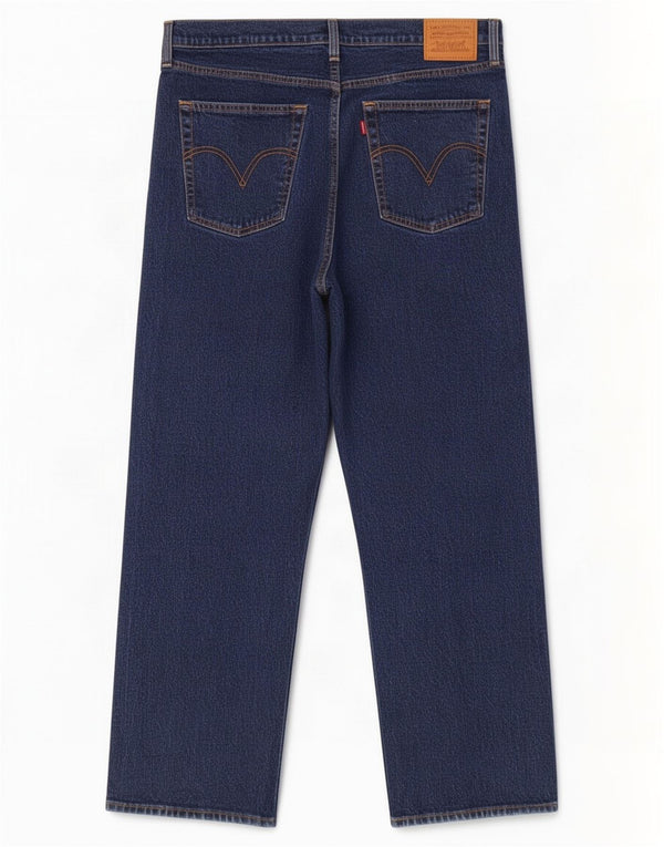 Damskie proste dżinsy Levi's Ribcage z wysokim stanem W32 L29 Granatowa bawełna