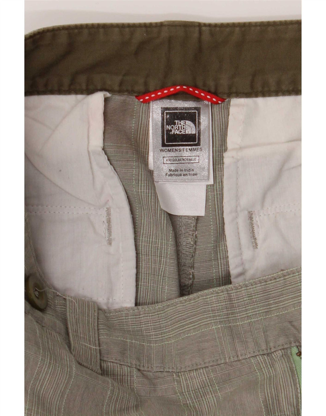 Damskie spodenki Chino The North Face o regularnym kroju US 4 Small W30 w zieloną kratkę